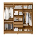 Ver imagem 3 de Guarda Roupa Roupeiro Casal Valença 6 Portas 2 Gavetas com Vidro Reflecta Freijó Off White Moval