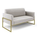 Ver imagem 3 de Sofá Namoradeira com 2 Poltronas Base Industrial Alta Dourado Marisa Veludo Cinza D03 - D’Rossi Dros