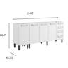 Gabinete Armário Cozinha Evidence Bertolini 2.00 Mt 100% Aço - 4 Portas- 4 Gavetas - Branco - 3