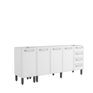 Gabinete Armário Cozinha Evidence Bertolini 2.00 Mt 100% Aço - 4 Portas- 4 Gavetas - Branco