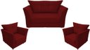 Ver imagem 1 de Kit Namoradeira + 2 Poltronas Decorativa Isis Suede Marsala Pés Madeira Mz Decor