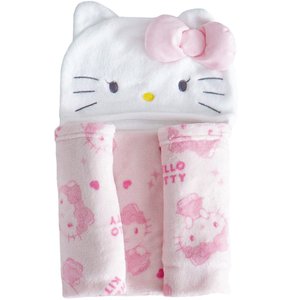Manta com Capuz Coral Fleece Turma da Hello Kitty 75x90cm Hello Kitty