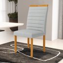 Ver imagem 2 de Cadeira Sara Madeira Maciça Estofada para Mesa de Jantar Linho Cinza Claro Cod. 407