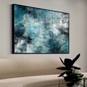 Ver imagem 1 de Quadro Decorativo Abstrato Mármore Azul em Moldura Caixa Tacolado Moldura Trad 1cm Madeira Escura Co