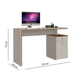 Conjunto Office Escritório Completo 5 Peças Multiuso Off White Freijó - 5