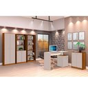 Ver imagem 1 de Conjunto Office Escritório Completo 5 Peças Multiuso Off White Freijó