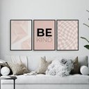 Ver imagem 1 de Kit 3 Quadros Geométricos Be Kind 45x34cm:Madeira branca