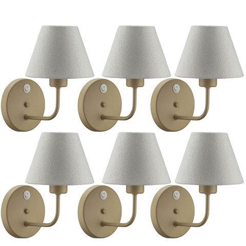 Kit 6 Arandelas de Parede Internas Alumínio Dourado com Interruptor Luminárias para Quartos Salas