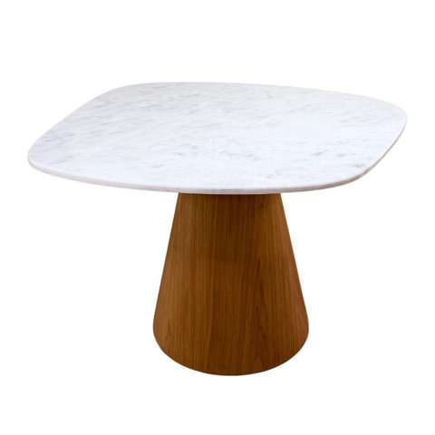 Mesa de Jantar Organica Alpha Freijó e Mármore Branco Extra 90x80cm