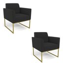 Ver imagem 2 de Kit 2 Poltronas Base Industrial Dourado Marisa Veludo D03 - D’Rossi