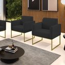 Ver imagem 1 de Kit 2 Poltronas Base Industrial Dourado Marisa Veludo D03 - D’Rossi