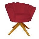 Ver imagem 1 de Poltrona Decorativa Pétala Pés Madeira Giratório Suede Vermelho - DS Estofados