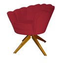 Ver imagem 3 de Poltrona Decorativa Pétala Pés Madeira Giratório Suede Vermelho - DS Estofados