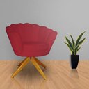Ver imagem 2 de Poltrona Decorativa Pétala Pés Madeira Giratório Suede Vermelho - DS Estofados