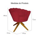 Ver imagem 5 de Poltrona Decorativa Pétala Pés Madeira Giratório Suede Vermelho - DS Estofados