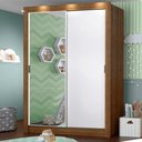 Ver imagem 1 de Guarda-Roupa Infantil Madesa Enzo 2 Portas de Correr com Espelho Rustic/Branco Cor:Rustic/Branco