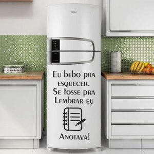 Adesivo Decorativo Geladeira Eu Bebo pra Esquecer - G: 54,5 x 89 cm