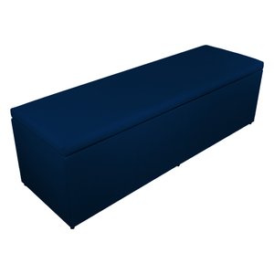 Calçadeira Recamier Baú Casal Queen 160cm Eva Suede Azul Marinho - DS Estofados