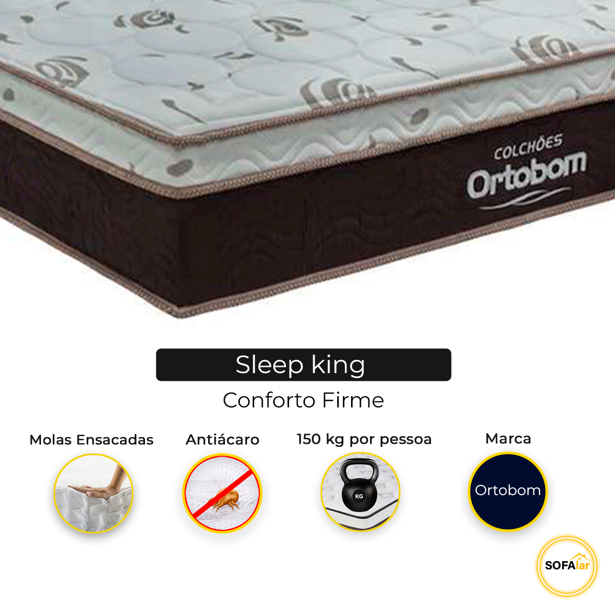 Cama Box Baú Blindado e Reforçado Casal Bege e Colchão Sleep King Molas Ensacadas Ortobom - 2