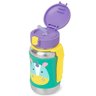 Garrafa Infantil Para Criança Aço Inox 350ml Canudo Flexível Alça Transporte e Capa Antiderrapante C - 2