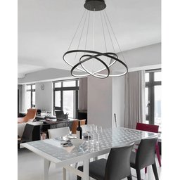 Lustre Led Moderno Pendente Anéis Led 89w 3 Arcos Preto Brinovar - 3