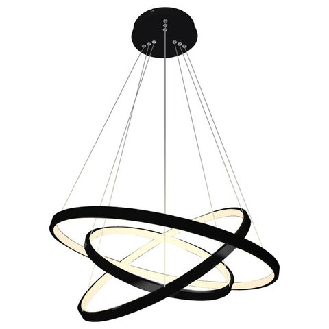 Lustre Led Moderno Pendente Anéis Led 89w 3 Arcos Preto Brinovar