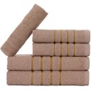 Ver imagem 1 de Jogo 5pçs 2 Banho + 2 Rosto + 1 Tapete P/banheiro 100% Algodão Alta Absorção - Bege