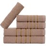 Jogo 5pçs 2 Banho + 2 Rosto + 1 Tapete P/banheiro 100% Algodão Alta Absorção - Bege - 1