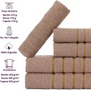 Ver imagem 4 de Jogo 5pçs 2 Banho + 2 Rosto + 1 Tapete P/banheiro 100% Algodão Alta Absorção - Bege