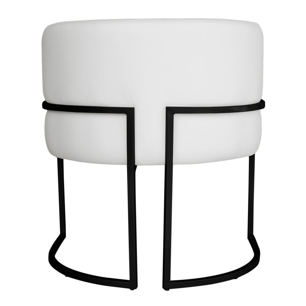 Kit 6 Poltronas Decorativa Luana Base Preta Pu Branco - Montanaris Decor Md Montanaris Decor - 5