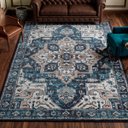 Ver imagem 1 de Tapete Sala Quarto Persa Belga Classico Antiderrapante Miro:01 Azul/2,00x2,50m