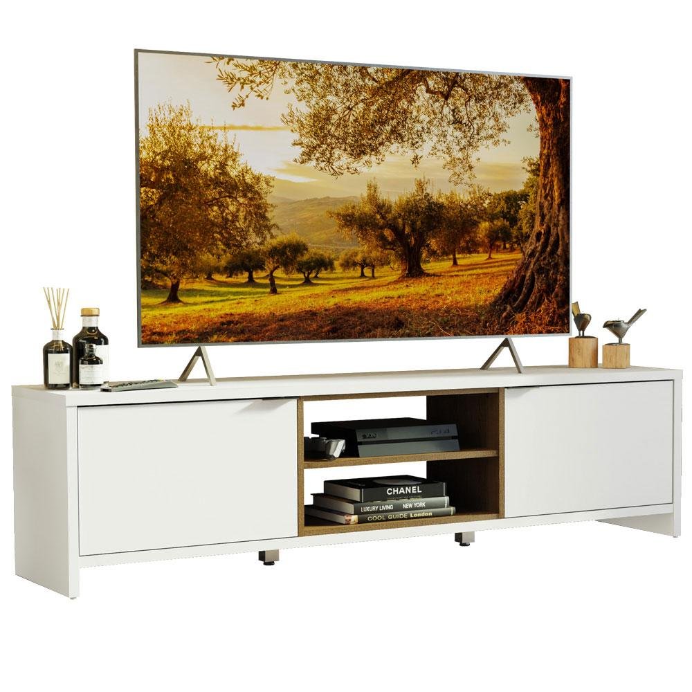 Rack para Tv até 75 Polegadas 180 Cm 2 Portas Branco/rustic Metz Madesa - 2