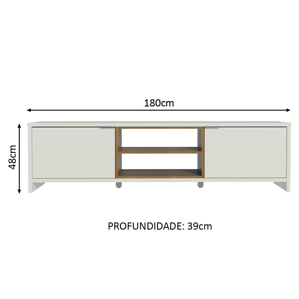 Rack para Tv até 75 Polegadas 180 Cm 2 Portas Branco/rustic Metz Madesa - 3