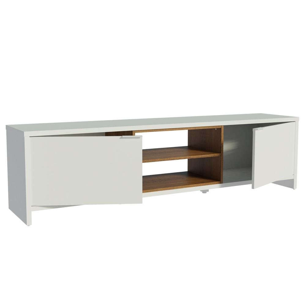 Rack para Tv até 75 Polegadas 180 Cm 2 Portas Branco/rustic Metz Madesa - 6