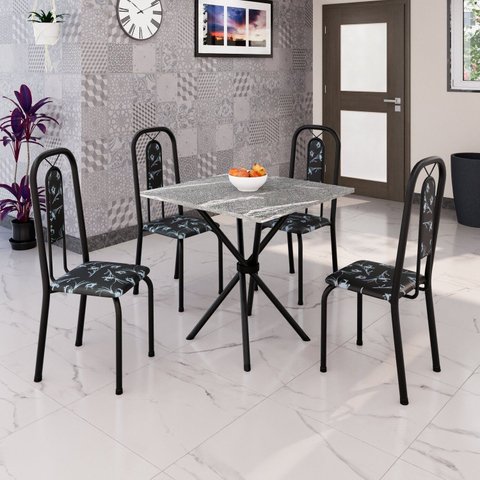 Conjunto Sala de Jantar com 4 Cadeiras Lívia Preto