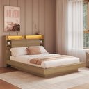 Ver imagem 1 de Cama de Casal/Queen Suspensa com LED 2 Portas e Nichos Multimóveis Crart-CAM004 Mel