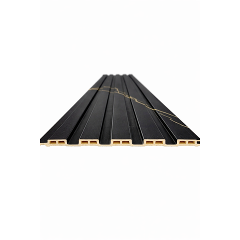 Painel Ripado Wpc Preto Gold- 290cm X 15cm - Revestimento Decorativo Sala Quarto Parede Cozinha