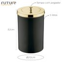 Ver imagem 2 de Lixeira com Tampa 8 Litros Cesto de Lixo Aramado Future Casa:Preto/Dourado