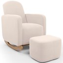 Ver imagem 1 de Poltrona de Amamentação com Balanço e Puff Orgânico Saori W01 Suede Bege - Lyam Decor