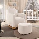 Ver imagem 2 de Poltrona de Amamentação com Balanço e Puff Orgânico Saori W01 Suede Bege - Lyam Decor