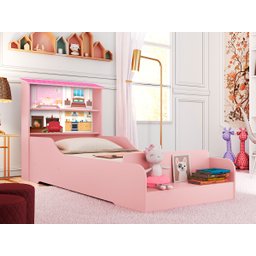 Cama Infantil Casa Menina Princesa com Prateleiras e Colchão - 1