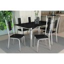Ver imagem 1 de Conjunto: Mesa Sala Jantar Elba Tampo Madeirado C/ Vidro 160cm e 6 Cadeiras Florença Cromada/preto