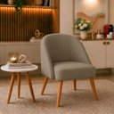 Ver imagem 1 de Cadeira Poltrona Lua Suede Capuccino Pés Palito p/ Sala, Quarto, Escritório, Recepção e Clínica