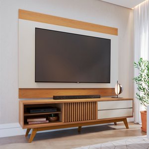 Rack com Painel para Tv até 75 Polegadas Veneza 1 Porta 2 Gavetas Freijo/off White Matte - Colibri