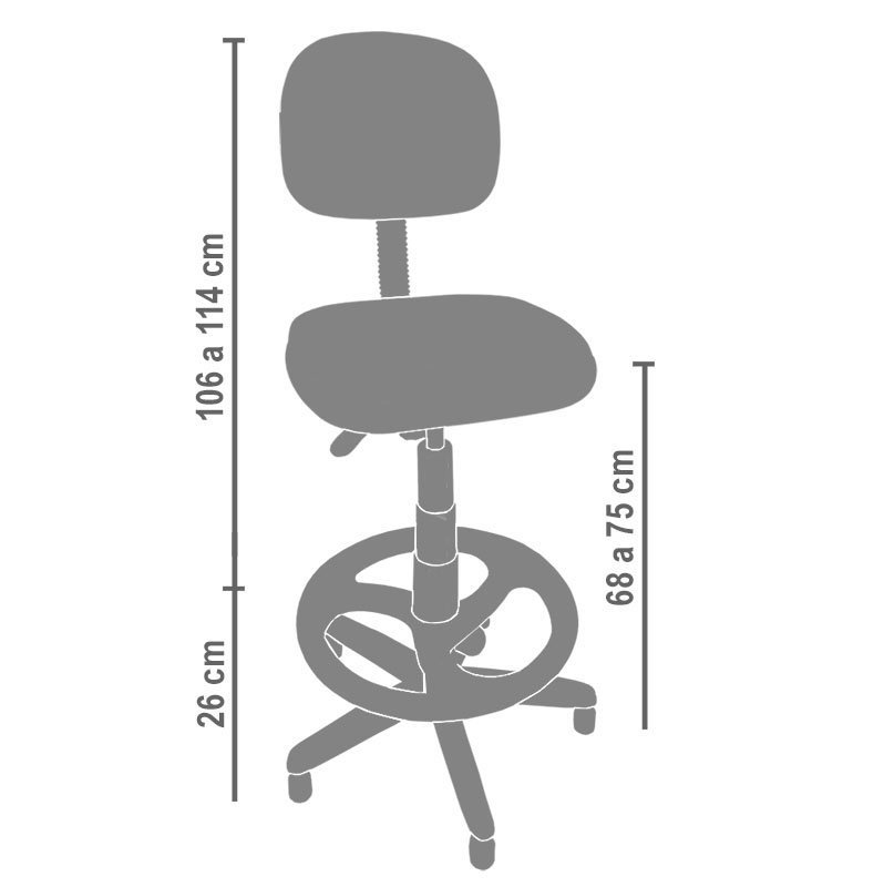 Cadeira Caixa Alta Secretária Giratória Para Balcão Mercado C/ Apoio Para Os Pés Azul Com Preto - 5