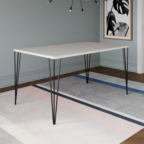 Mesa de Jantar Elen Retangular Tampo de Madeira 150x90cm Branco