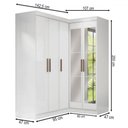 Ver imagem 4 de Guarda-roupa Solteiro Modulado Paris 5 Portas com Espelho Branco - Maxel