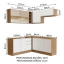 Ver imagem 4 de Armário de Cozinha Completa de Canto 349cm Rustic/Branco/Crema Glamy Madesa 01