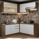Ver imagem 1 de Armário de Cozinha Completa de Canto 349cm Rustic/Branco/Crema Glamy Madesa 01