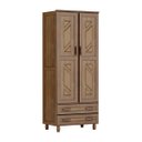 Ver imagem 2 de Conjunto Quarto Solteiro: Guarda-roupa Multiuso 2 Portas, Cômoda Sapateira, Cama Madeira Pinus Imbui